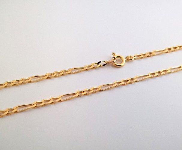 Chaine de cheville alternée lourde 23,5 cm or jaune 750