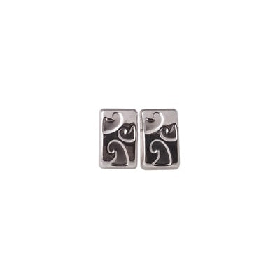 Boucles d'oreilles rectangle or blanc 750