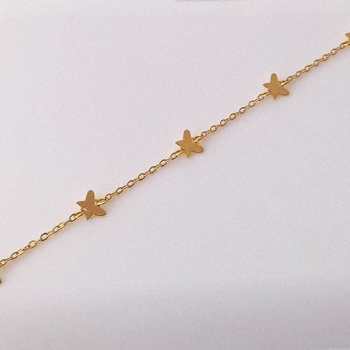 Bracelet fin papillons or jaune 750