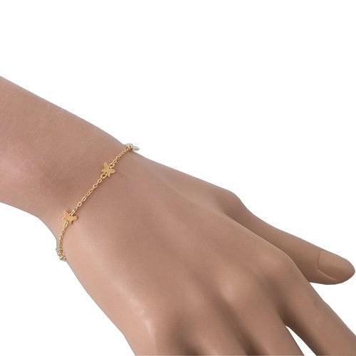 Bracelet fin papillons or jaune 750