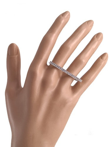 Bague ligne zirconiums 2 doigts argent 925 rhodié Caplain