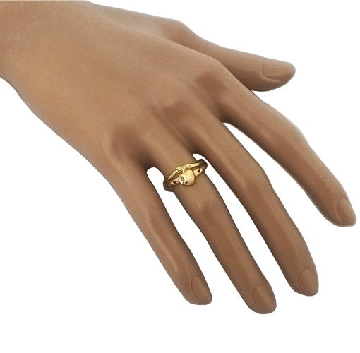 Bague Pomme zirconium or jaune 750