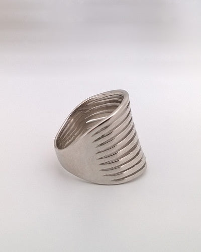 Bague large 10 anneaux argent 925 rhodié