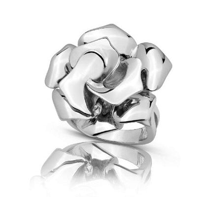 Grande bague Rose moderne argent 925 rhodié