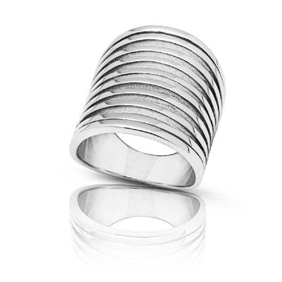 Bague large 10 anneaux argent 925 rhodié