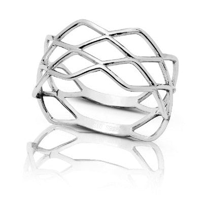 Bague Losanges argent 925 rhodié