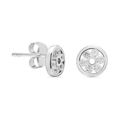 Boucles d'oreilles puces rondes zirconiums argent 925