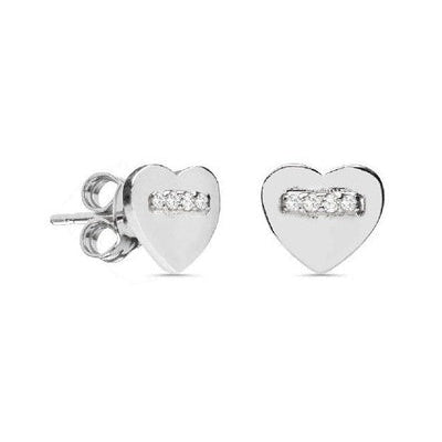 Boucles d'oreilles Coeur lisse zirconiums argent 925 rhodié