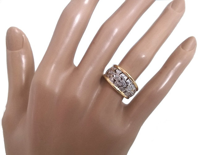 Anillo con banda de diamantes pavé en oro bicolor 750