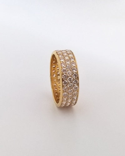 Alliance Espace diamants tour complet 3 rangs or jaune 750