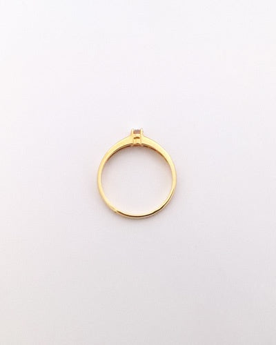 Bague solitaire accompagné 7 diamants or jaune 750