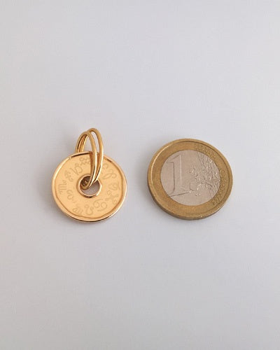Pendentif rond zodiaques or jaune 750