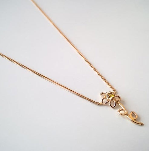 Collier choker Fleur citrine or rose 750