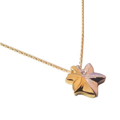 Collier Feuille partagée diamants 2 ors 750