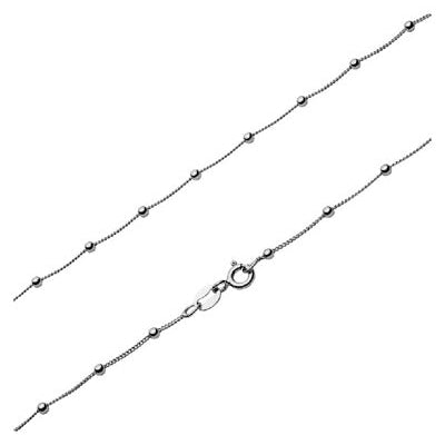 Chaine gourmette et boules argent 925 rhodié 45 cm