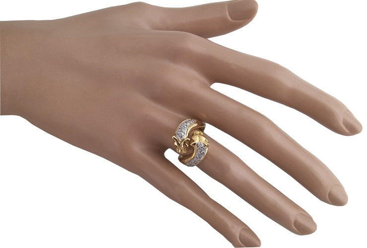 Bague panthères diamants 2 ors 750