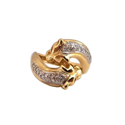 Bague panthères diamants 2 ors 750