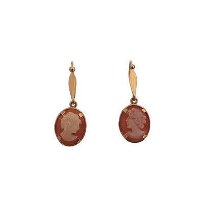 Boucles d'oreilles dormeuses Camée or jaune 750