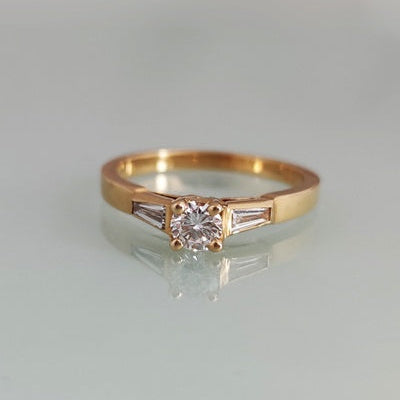 Bague solitaire diamants or jaune 750 Roure