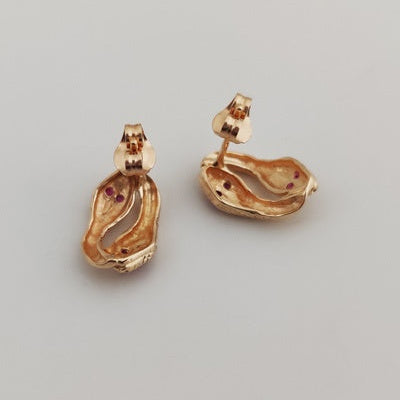 Boucles d'oreilles serpents rubis or jaune 750