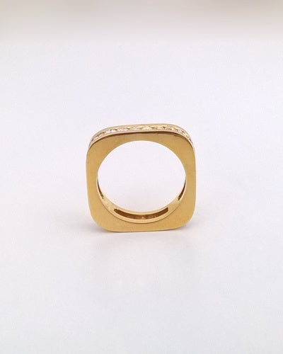 Alliance carrée diamants tour complet or jaune 750