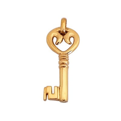 Pendentif grande clé coeur or jaune 750