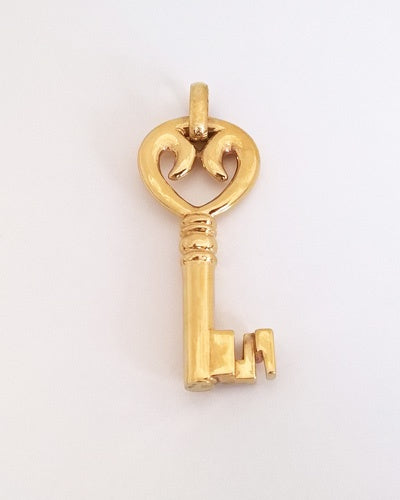Pendentif grande clé coeur or jaune 750