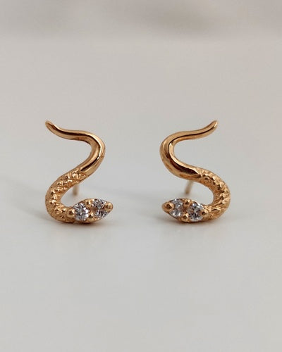 Boucles d'oreilles serpent diamants or jaune 750 puces