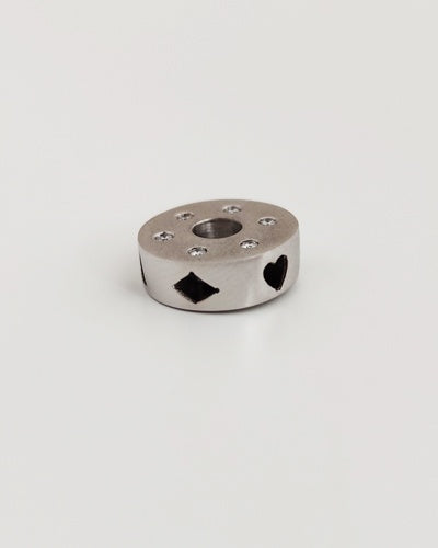 Pendentif rond diamants or blanc 750 satiné