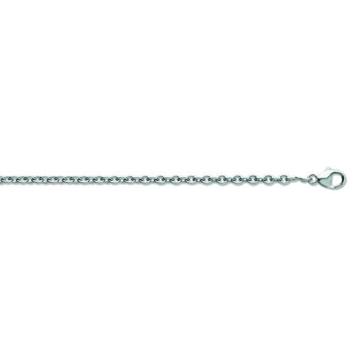 Chaine forçat ronde or blanc 750 45 cm 1.3 mm