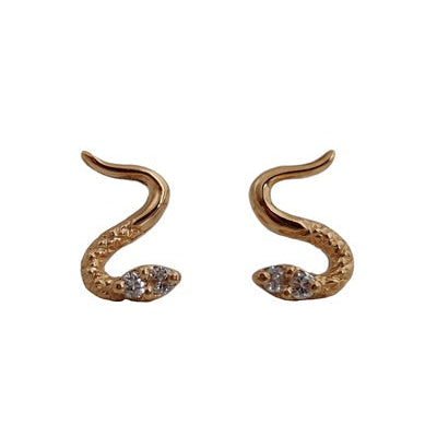 Boucles d'oreilles serpent diamants or jaune 750 puces