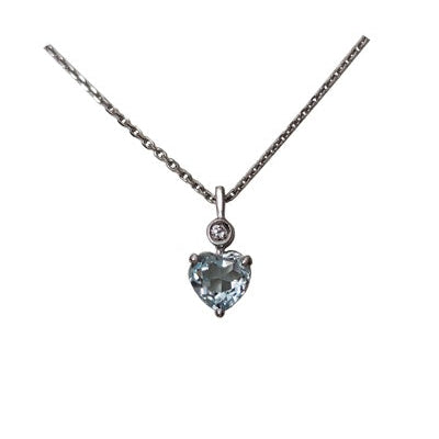 Collier aigue-marine coeur or blanc 750 Roure