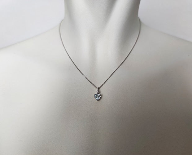 Collier aigue-marine coeur or blanc 750 Roure