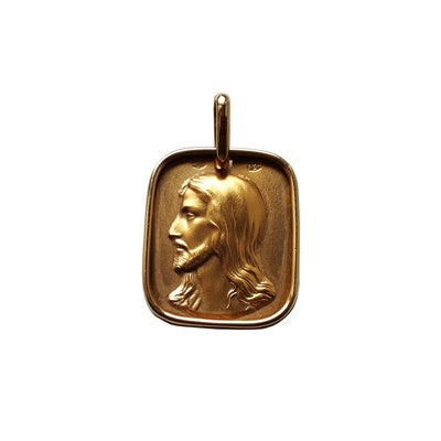 Médaille carrée Christ or jaune 750 Augis 17 mm