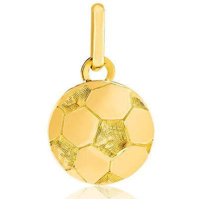 Pendentif ballon de foot plat or jaune 750