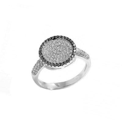 Bague pavé rond zirconiums noirs argent 925