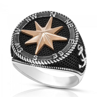 Chevalière homme Étoile des Vents argent 925