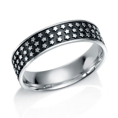 Bague homme Etoiles argent 925 vieilli
