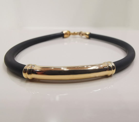 Bracelet homme identité or jaune 750 caoutchouc