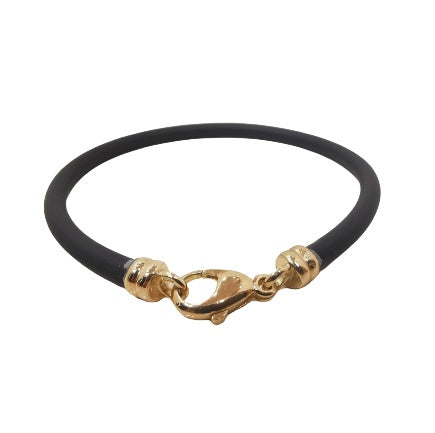 Bracelet homme mousqueton or jaune 750 caoutchouc