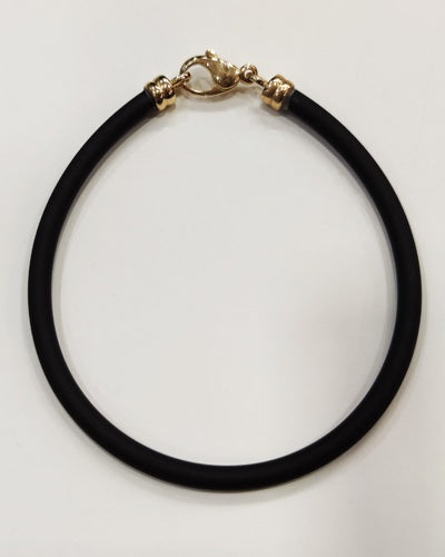 Bracelet homme mousqueton or jaune 750 caoutchouc