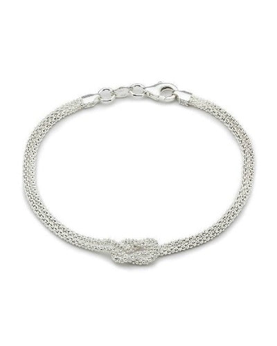 Popcorn bracelet with nautical knot, rhodium-plated 925 silver