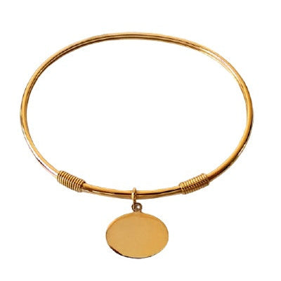 Bracelet jonc plaque ovale or jaune 750