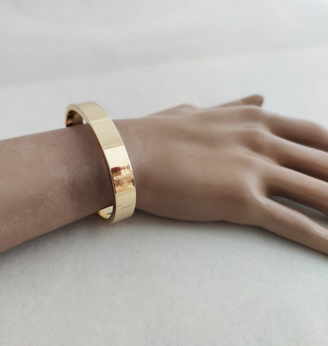 Bracelet jonc ouvrant tube carré or jaune 750 10 mm