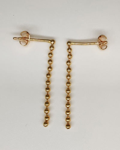 Boucles d'oreilles chaine boules or jaune 750