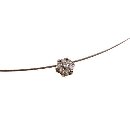 Collier câble pavé de diamants or blanc 750