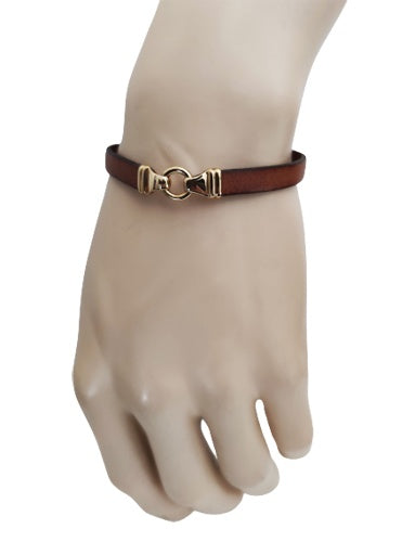 Bracelet homme cuir anneau or jaune 750