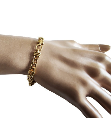 Bracelet gourmette godrons or jaune 750 femme