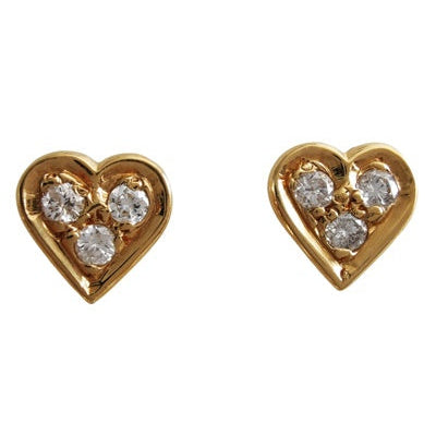 Boucles d'oreilles coeurs diamants or jaune 750