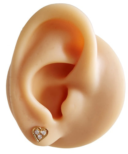 Boucles d'oreilles coeurs diamants or jaune 750
